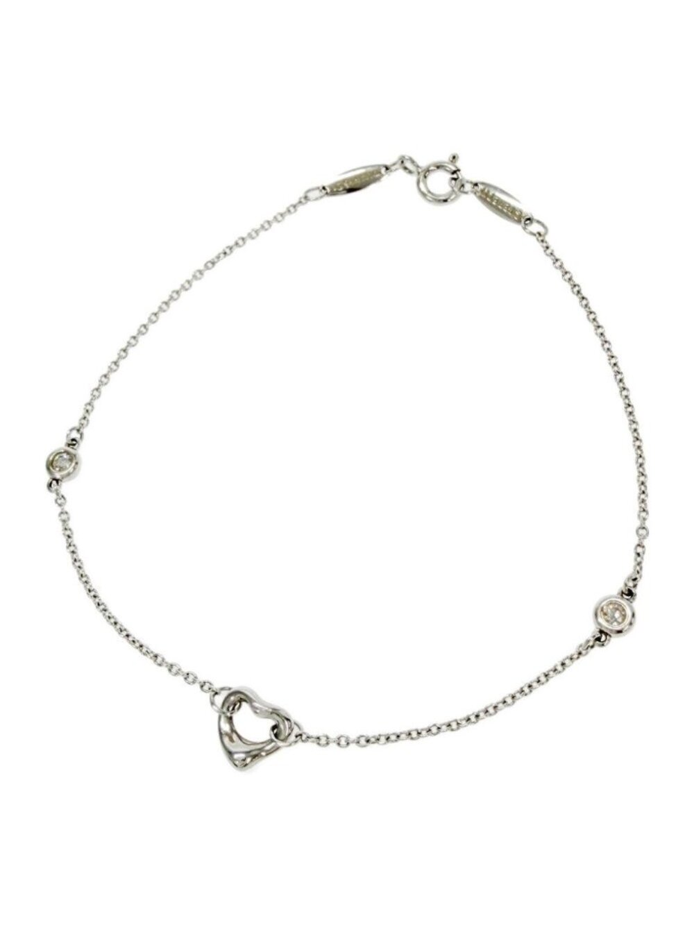 Tiffany & Co Silver Diamond by the Yard Open Heart Bracelet
